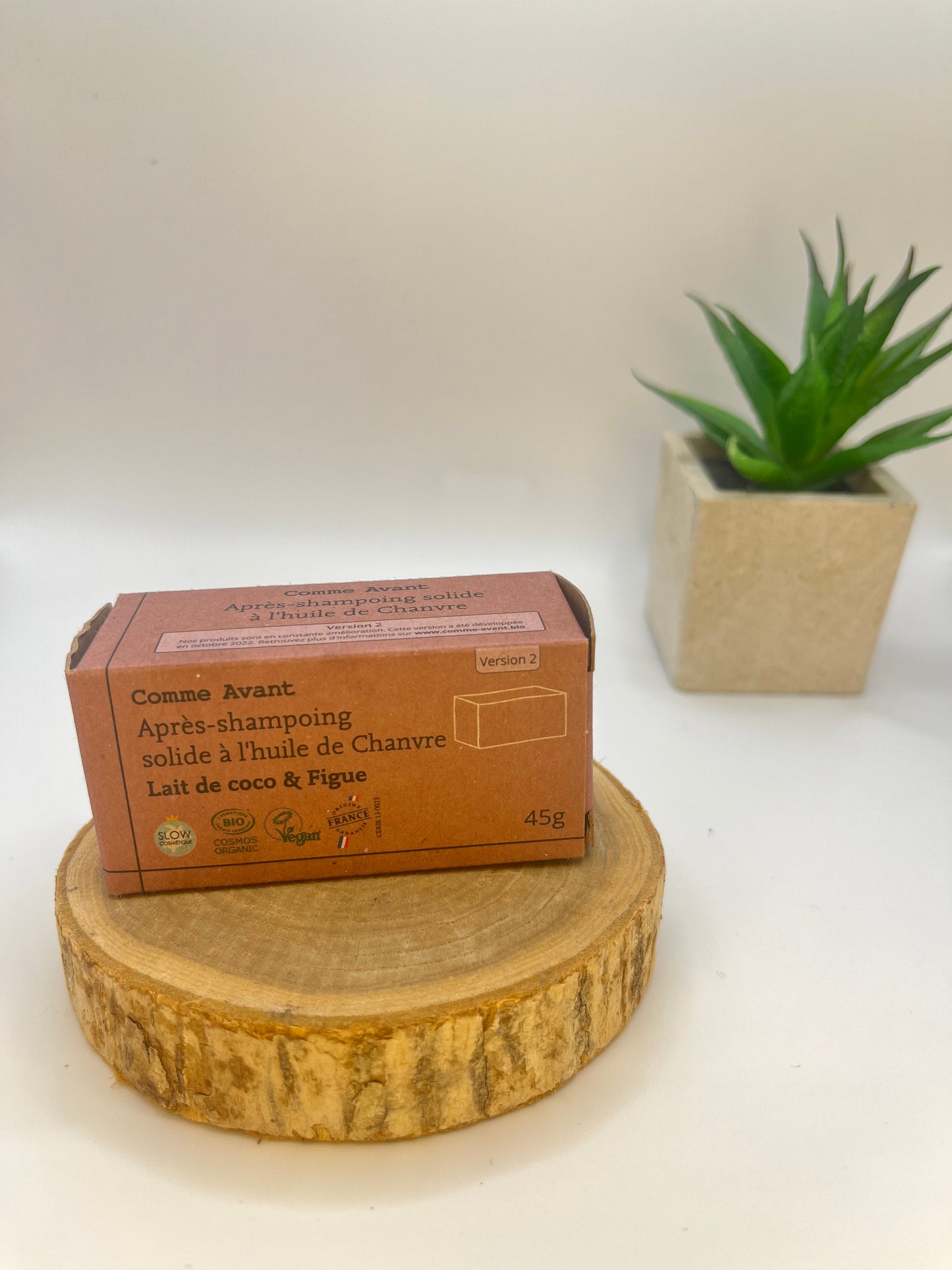 Après shampoing solide à l'huile de chanvre, parfum lait de coco et figue - COMME AVANT