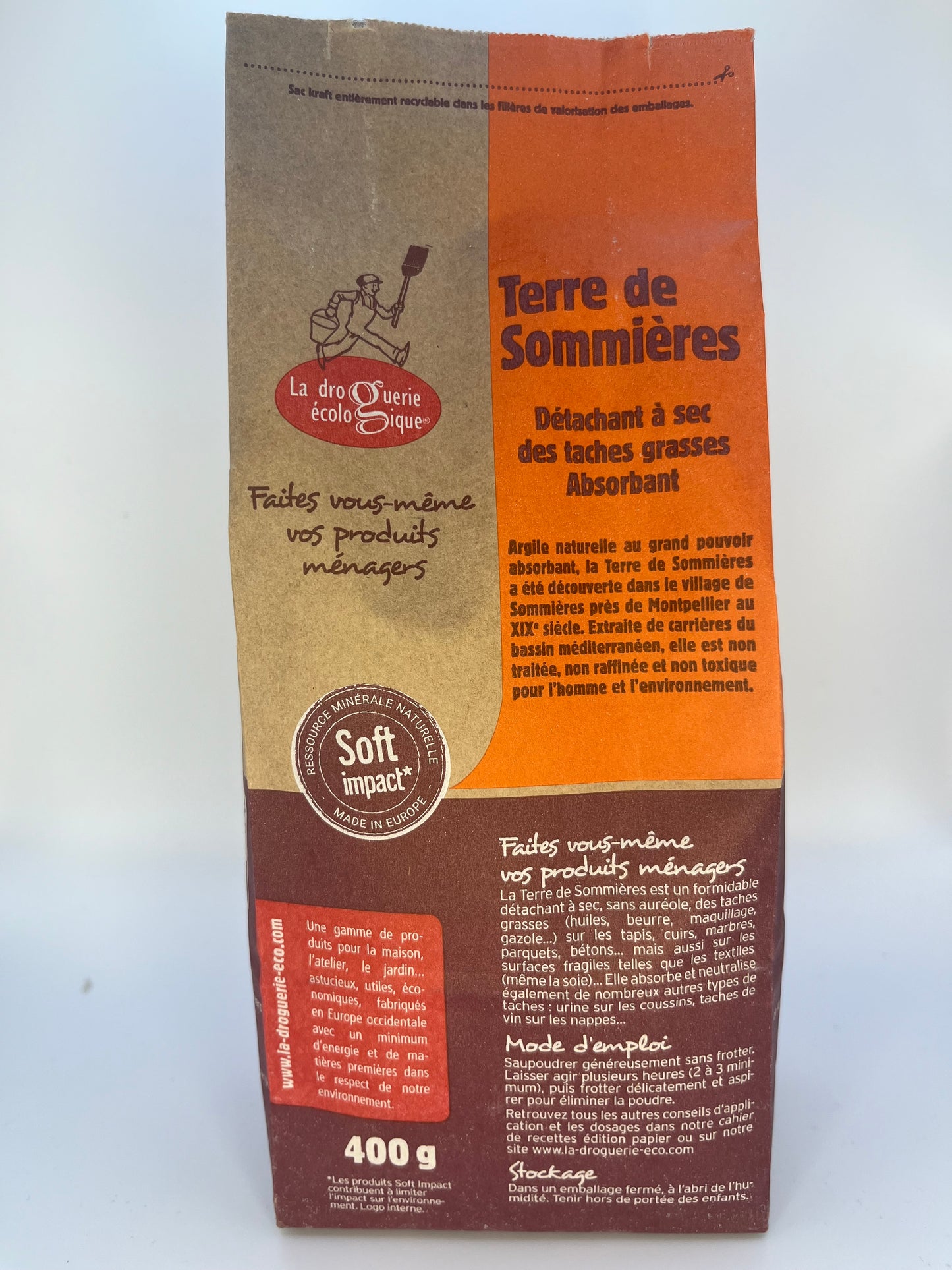 Terre de Sommières ultra-absorbant détachant, Sac de 400g - LA DROGUERIE ECOLOGIQUE