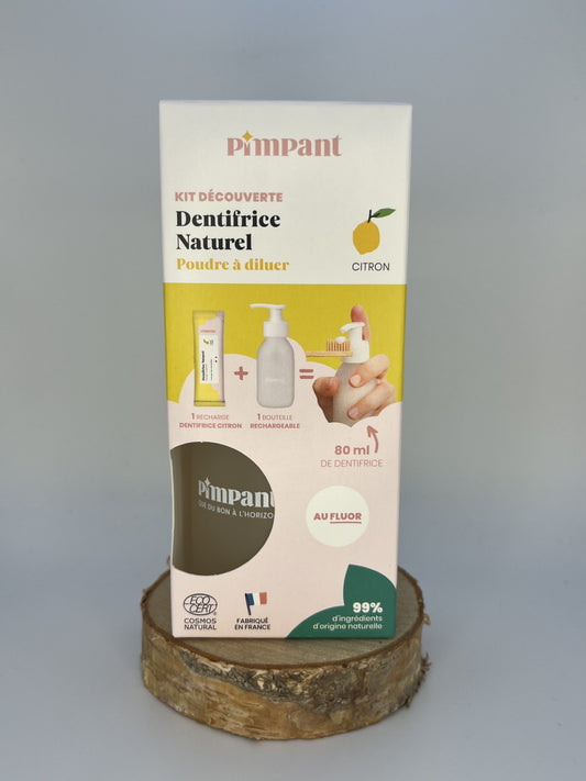 Kit découverte Dentifrice naturel citron poudre à diluer 8g - PIMPANT